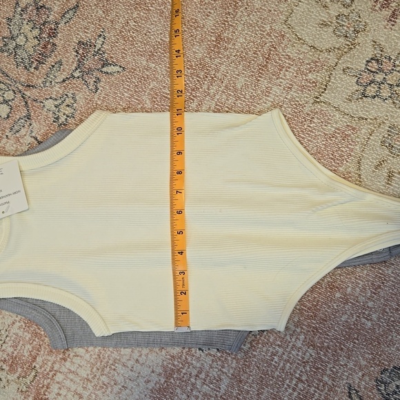 Pink Rose 2 Pack Cream & Gray Snap Crotch Ribbed Thong Bodysuits - Size XS/S - Picture 7 of 7